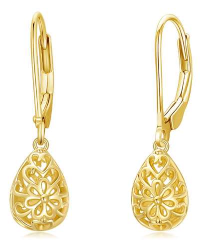 Aretes De Filigrana De Oro Macizo De 14 Quilates Con Forma D