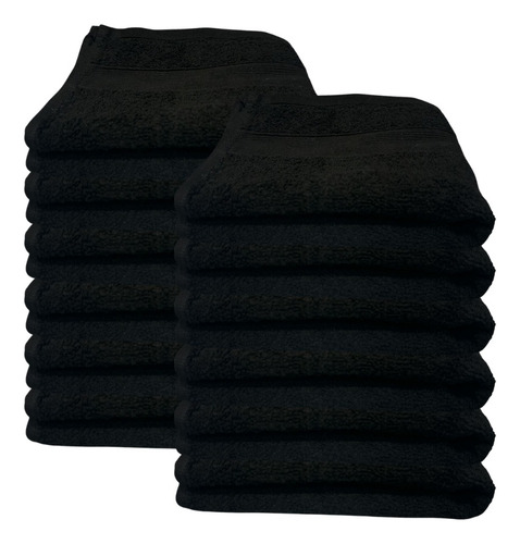 Toallas Negras 60x40 Manos Estetica, Spa, Barberia 12 Pzas