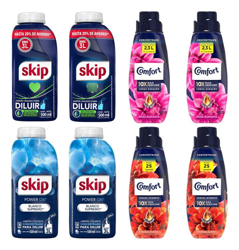 4 Skip Para Diluir Rinde 3l + 4 Comfort Concentrado 500ml