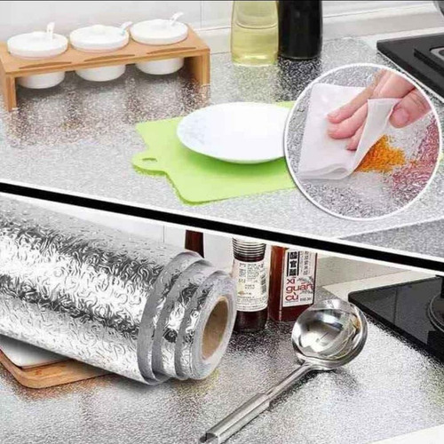Imagen 3 de 6 de Papel Aluminio Adhesivo Para Cocina 61 X 5 Metros