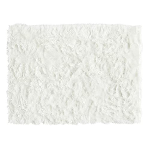 Alfombra De Piel De Oveja Falsa Blanca Suave De 7 X 5 P...