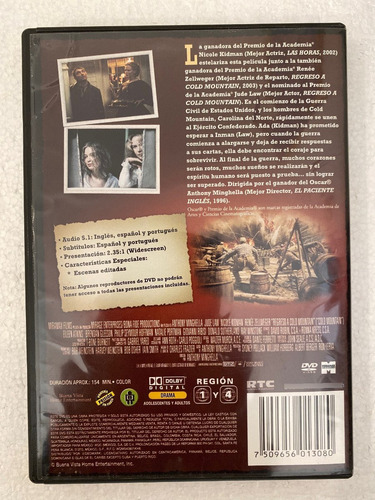 Dvd Regreso A Cold Mountain Nicole Kidman Renee Zellwegger (Usado)