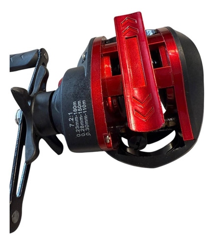 Reel Huevito Casting Manija Izquierda 19+1 Rulemanes Rojo/ Negro Izquierdo