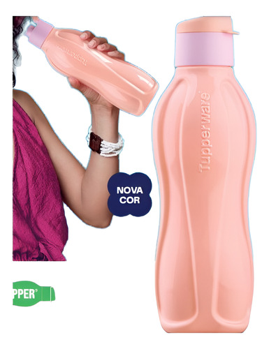 Garrafa Eco Tupperware Plus Rosa Chá 750 Ml Nova Cor