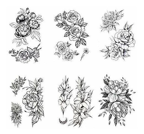 Tatuaje Temporale - Black Rose Temporary Tattoos Flowers Tat