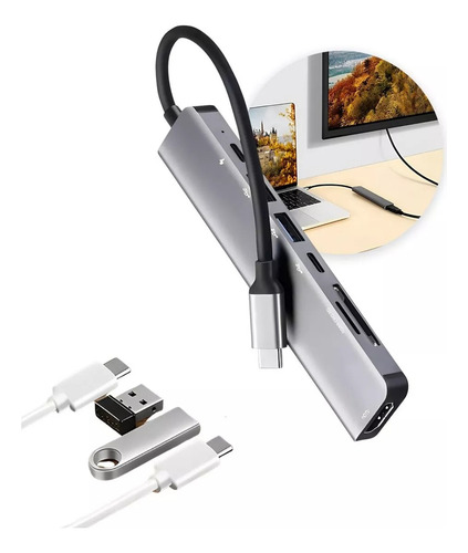Hub Adaptador Hdmi 4k Tipo C Usb 3.0 Hub Macbook Pro Air