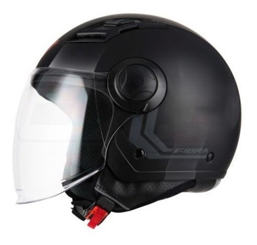 Casco Moto Abierto Fibra By Nzi Mega Negro Opaco