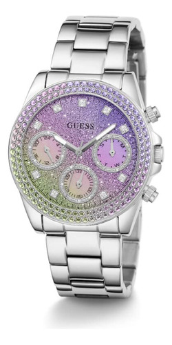 Guess Ladies 38mm Watch - Silver Tone Strap Iridiscente Dial