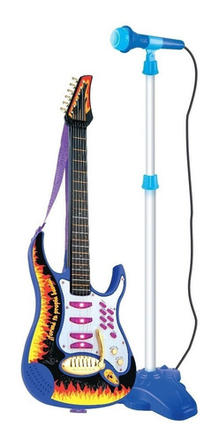 Micrófono De Pie Con Guitarra Rockera A Pila El Duende Azul 