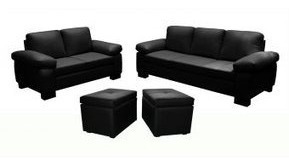 Sala Tofano 3-2 Y 2 Poof Negro Dmuebles