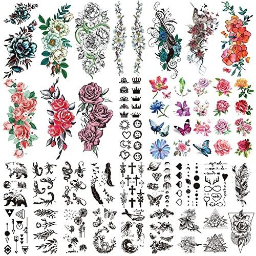 Tatuaje Temporale - Ooopsiun 50 Sheets 3d Flowers Temporary 