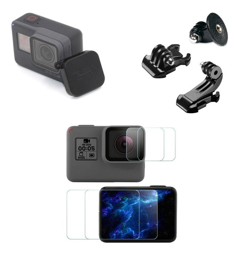 Kit Gopro Láminas + Tapa + Adapt Trípode+ Kit Clip Hero 5/6