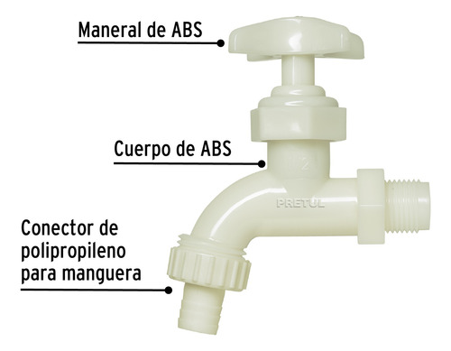 Llave De Plastico Para Manguera Entrada 1/2'' Pretul 29030