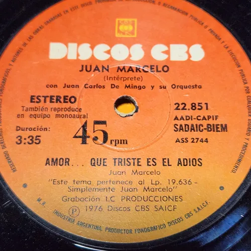 Simple Juan Marcelo J C De Mingo Orq Discos Cbs C7 (Usado)