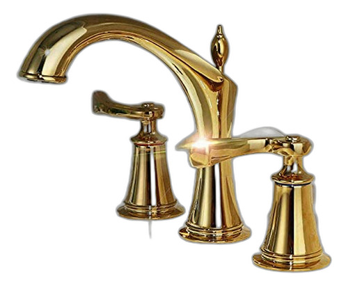 Grifo Lavabo Oro Y Cromo Doble Manija Cascada Baño Mixer