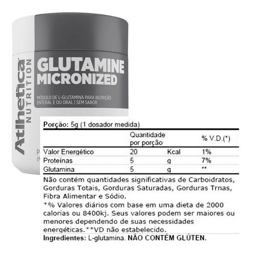 Glutamina 50g - Atlhetica Nutrition / Com Nf