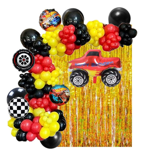 Kit Arco Organico Deco Globos Tematica Hot Wheels De 74 Art