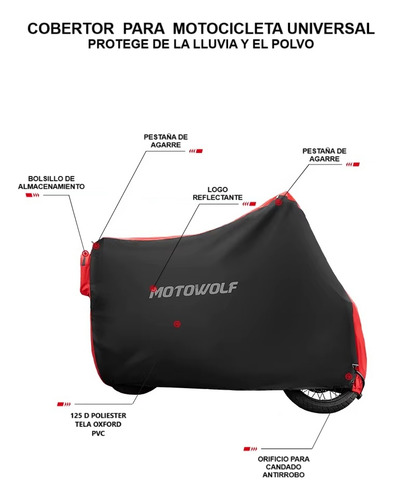 Funda de moto Universal Motowolf 0802 Talle Xxl