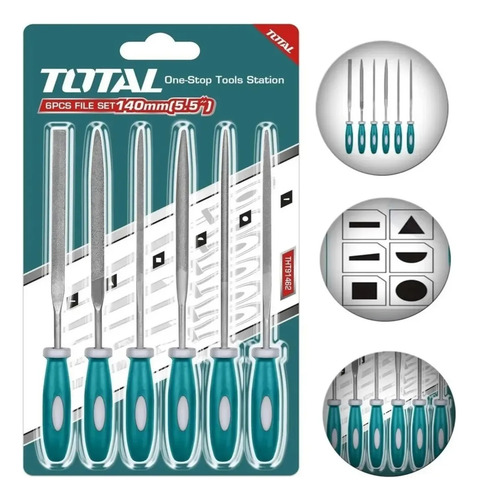 Set Kit Juego De Limas Cortas Total 6 Piezas 140 Mm