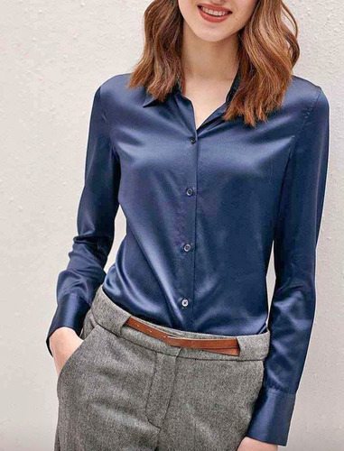 Blusas De Satín Licrado Cede Elegante Sofisticado