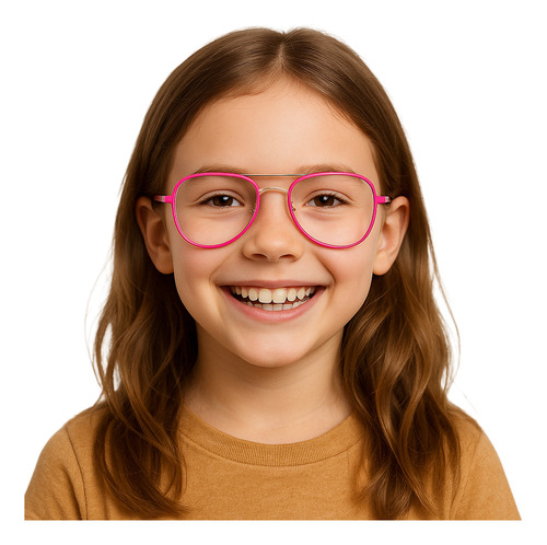 Armação De Óculos Infantil Com Lente Sem Grau Menino Menina Cor Rosa/prata