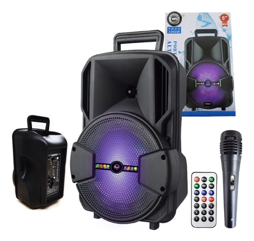 Caixa De Som Led Alto Bluetooth Karaoke + 1000w Completo Mp3
