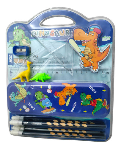 Set Lapicera Lápiz Goma Sacapuntas Juego Geométrico Escolar