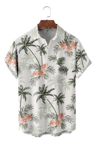 Camisa Hawaiana Unisex Con Estampado De Palmeras, Camisa De