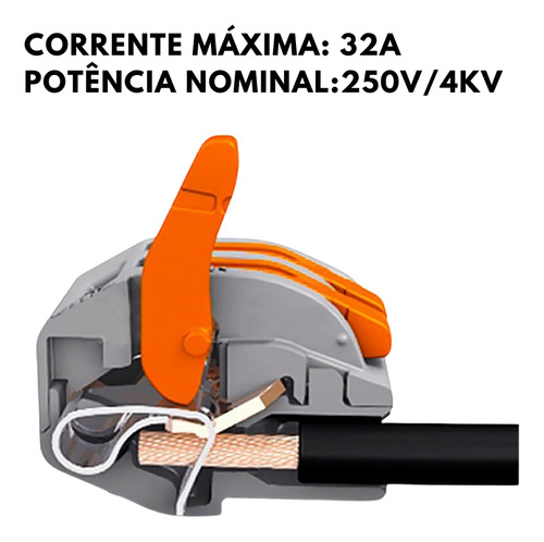 Kit 30 Conector 2 Vias Derivação Emenda Rápida Tipo Borne