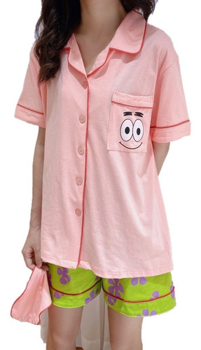 Pijama Patrick Summer Cute, Versão Coreana Simples De Ins