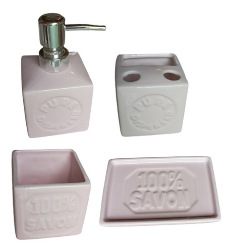 Juego De Baño Ceramica Dispenser Set 4 Piezas Kit Premium