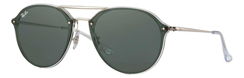 Anteojos de sol Ray-Ban Blaze Double Bridge Standard con marco de injected color gloss transparent, lente green de plástico clásica, varilla silver de metal - RB4292N