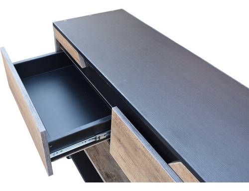 Mueble Credenza Bufetera Hogare Recibidor Porto Fino Sala Color Rustik Wood/negro