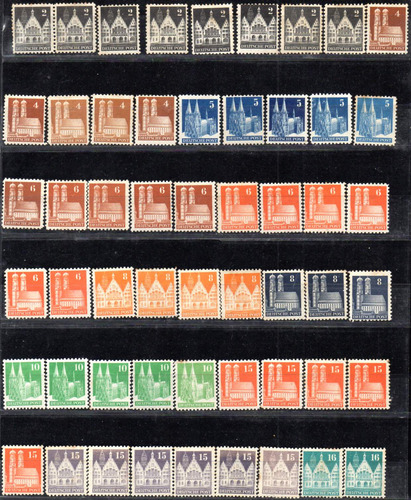 Alemania 1948. Lote De 113 Sellos Nuevos De La Serie Bauten