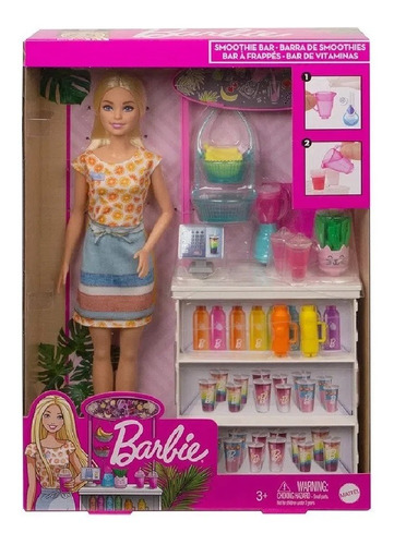 Boneca Barbie E Conjunto De Sucos E Vitaminas Grn75 Mattel
