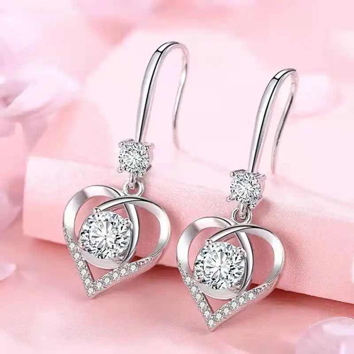 Aros Corazón Circones De Plata Esterlina