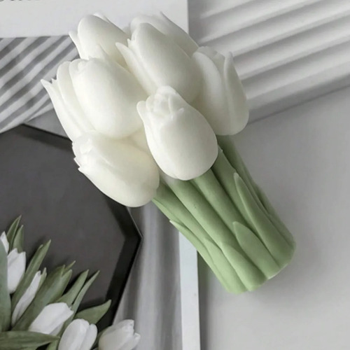 Molde Silicon Ramo Tulipanes Flor Rosas Vela Aromatica