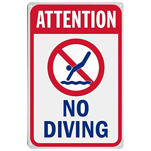 Cartel  Atención No Diving  Sign Pool Signs Sign No Di...