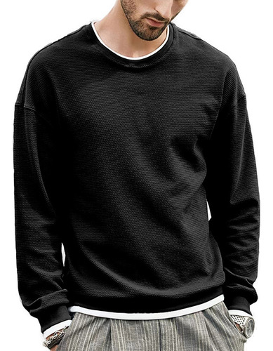 Sudadera S De Color Liso, Playera Con Cuello Redondo