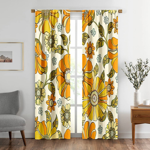 Cortinas De Ventana Con Patrn De Margaritas, Grandes, Floral