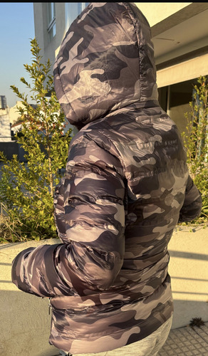 Campera Puffer Importada Camuflada Capucha