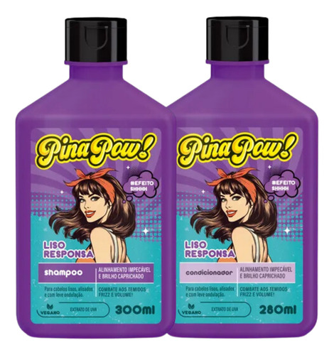 Kit 02un Shampoo E Condicionador Liso Responsa Pinapow 300ml