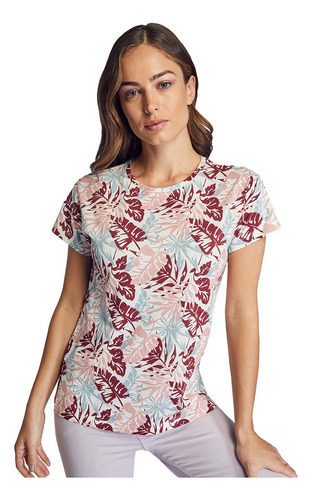 Blusa Manga Corta Holly Land Blanco Con Flores De Mujer 1897