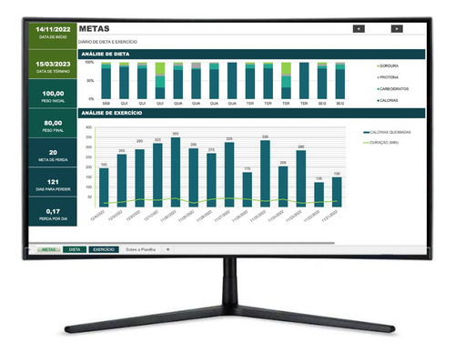 Planilha Excel Dieta E Exercícios Diarios Em Excel
