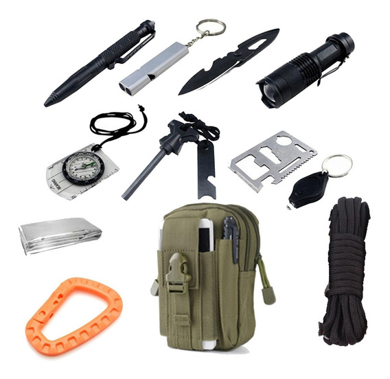 15 en 1 camping supervivencia Gear kit multifuncional destinada militar táctico