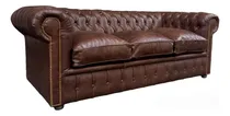 Comprar Sillon Sofá Chesterfield Clásico Cuero Real Quebrado 3c 2.0