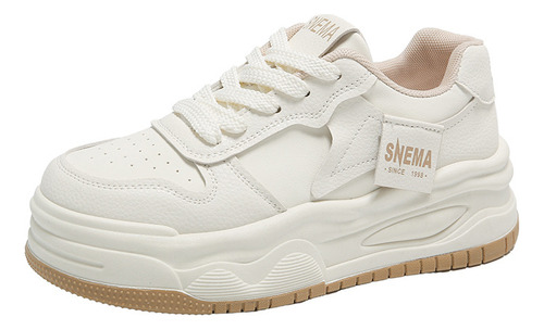 Zapatos Blancos De Suela Gruesa Para Mujer En Primavera Y Otoño, Todos A Juego