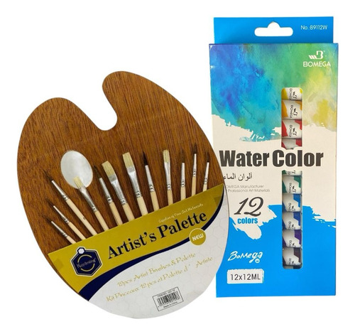 Kit De Arte Acuarelas Paleta Pintor Pinceles Gratis