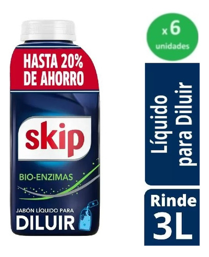 Pack Detergente Ropa Liquido Skip P/diluir 500ml X 6u. - Dh
