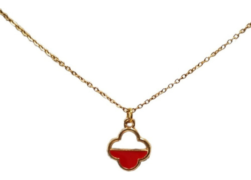 Lindo Collar Figura Roja Simetrica - Chapa De Oro Color Rojo